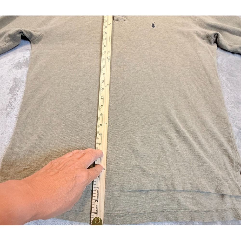 Polo Ralph Lauren Men's Long Sleeve Polo Shirt Khaki Beige Cotton Size Large - Picture 9 of 9